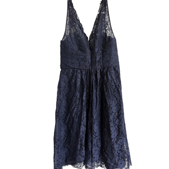 Amsale Navy Blue Lace V Neck Sleeveless Formal Dress Size 12 - Picture 5 of 5